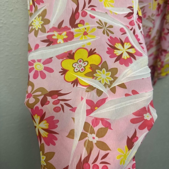 Pink and Yellow Floral Wide Leg Jumpsuit - Picture 3 of 8